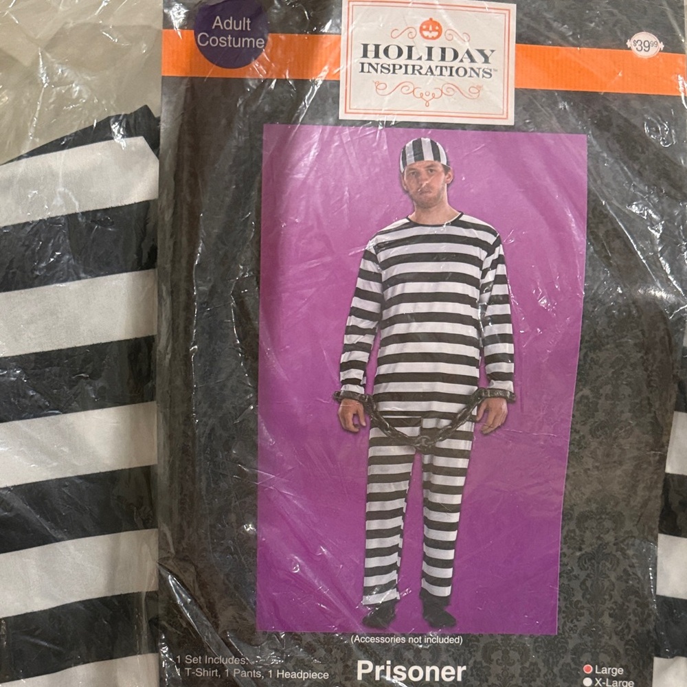 Holiday Inspirations Men's Black and White Prisoner Costume